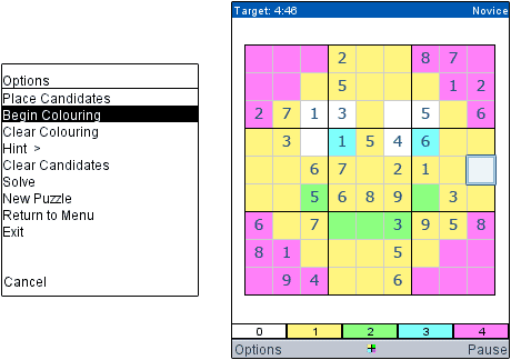 Screenshot of coloring tool for highlighting cells