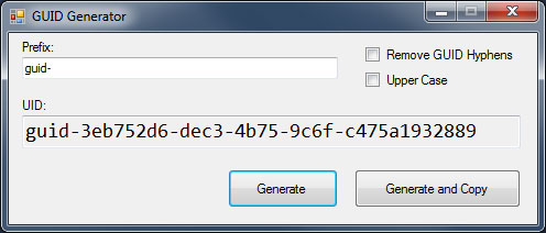 Screenshot of GUID Generator