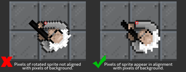 Comparison of pixels in rotated sprites